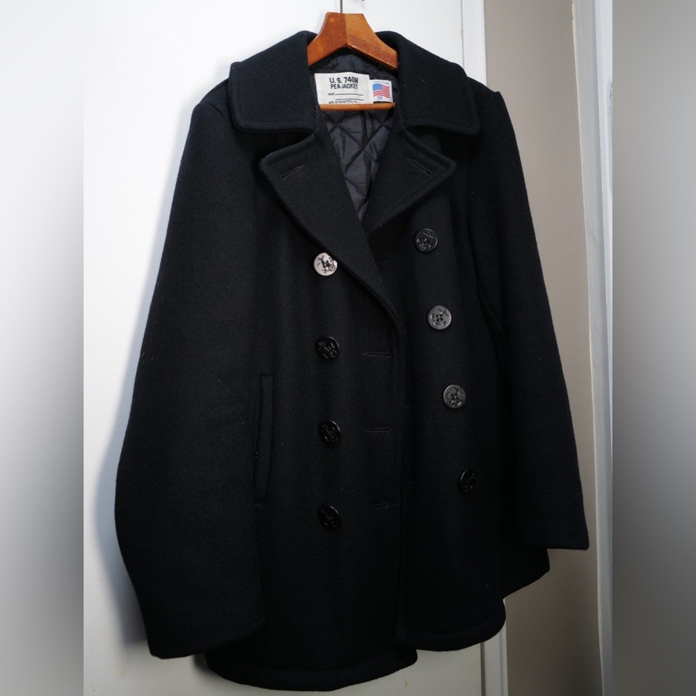 Classic Melton Wool Navy Pea Coat